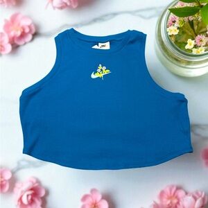 Nike Blue Ribbed Athletic Tank Tops Moisture-Wicking Performance Crop size L NWT